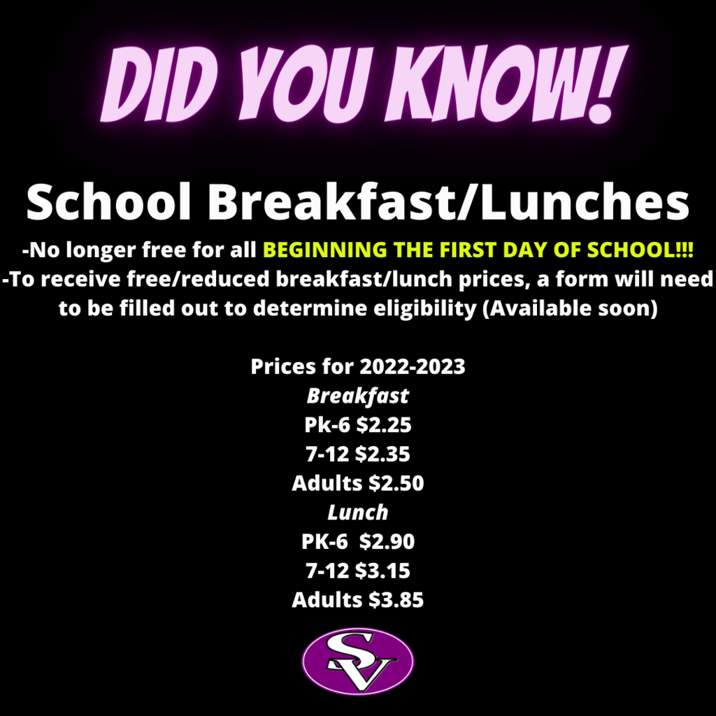 School lunches will begin be charged the first day of school.  
